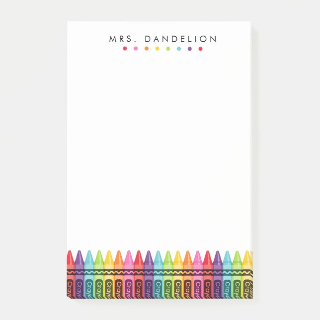 Post-it® Crayons arc-en-ciel | Enseignante de maternelle (Devant)