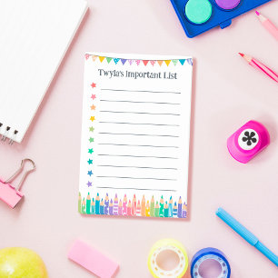 Post-it® Crayons de couleur & étoiles Liste importante à fa