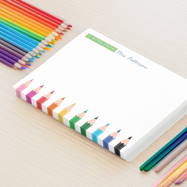 Post-it® Crayons de couleur personnalisés pour enseignants  (Teacher Personalized Color Pencil Post It Notes)