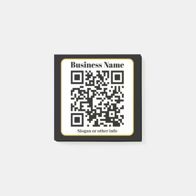 Post-it® Create Your Own QR Code | Black White Gold Border (Devant)