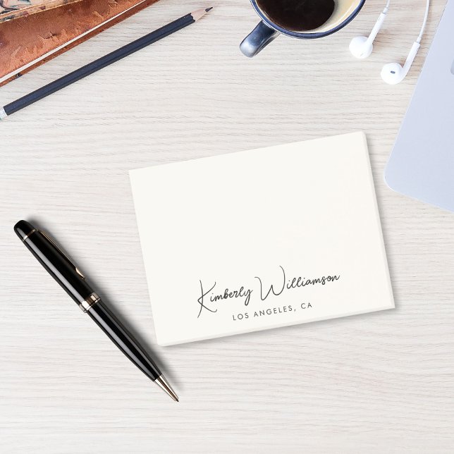 Post-it® Crème de script de signature chic (Créateur téléchargé)