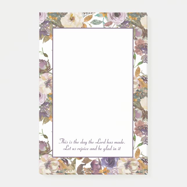 Post-it® Crème violette ivoires Floral chrétien Bible Verse (Devant)