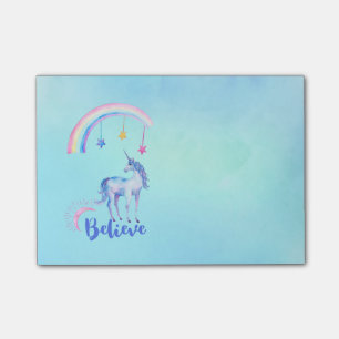 Post-it® Croire avec une licorne sous un arc-en-ciel