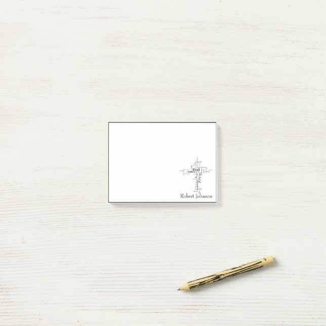 Post-it® Croisement de mots chrétiens personnalisés (Sur un bureau)