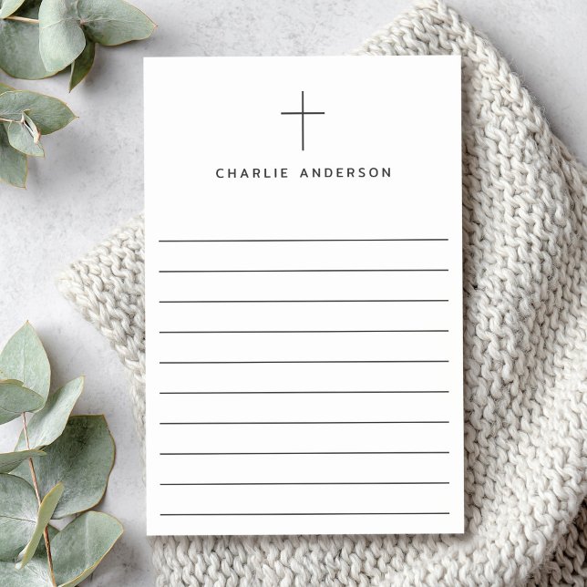 Post-it® Croix chrétienne élégante nom aligné blanc (Elegant Christian cross name lined white Post-it Notes)