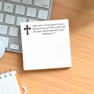 Post-it® Croix Matthieu 7:7 Verset biblique personnalisé