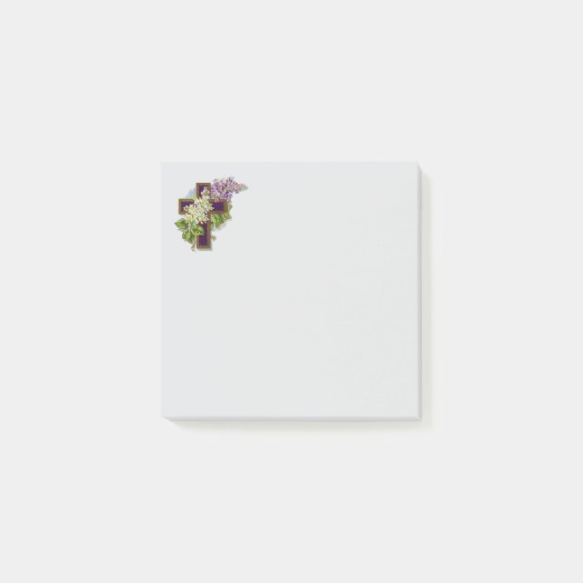 Post-it® Croix Violette Et Fleurs (Devant)