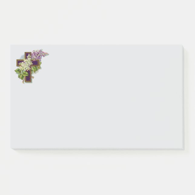 Post-it® Croix Violette Et Fleurs (Devant)