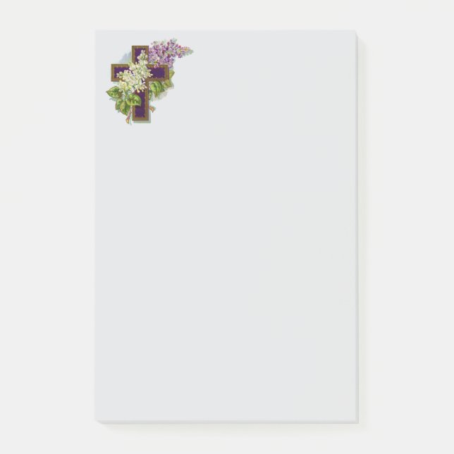 Post-it® Croix Violette Et Fleurs (Devant)