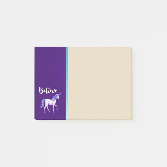 Post-it® Croyez avec Unicorn dans les aquarelles pastel (Devant)