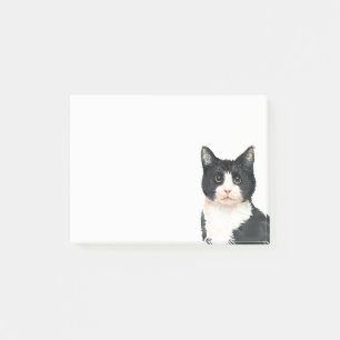 Post-it® Cuisine Kitten Noir Aquarelle Blanc Chat Kitty