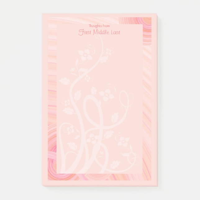Post-it® Cuisine Pastel Peach Peach Pink Spirals Vines Flou (Devant)