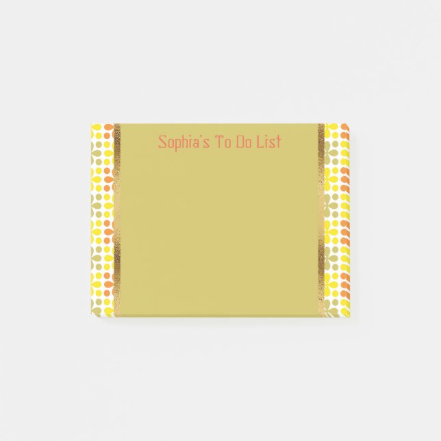 Post-it® Cuisine Personnalisée Retro Jaune Orange Vert Blan (Devant)