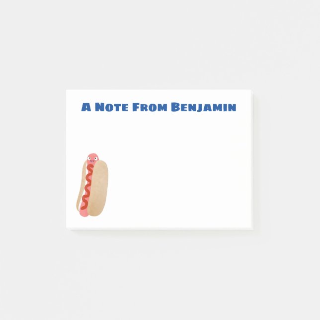 Post-it® Curieux hot dog Weiner dessin animé (Devant)