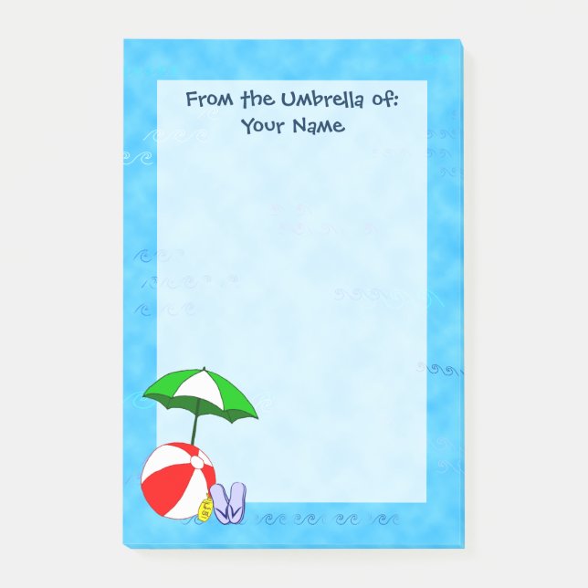 Post-it® Custom Beach Ball Pool Umbrella Post it Notes (Devant)