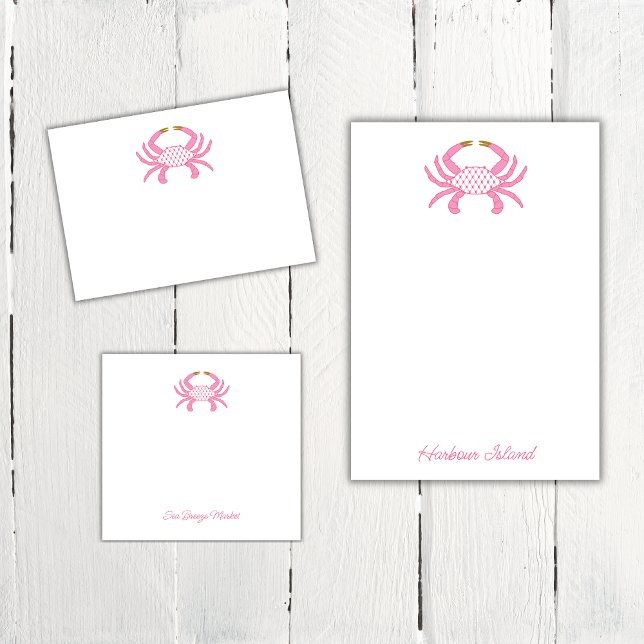 Post-it® Custom Chic Pink Crab | Coastal Sticky Notes (Créateur téléchargé)