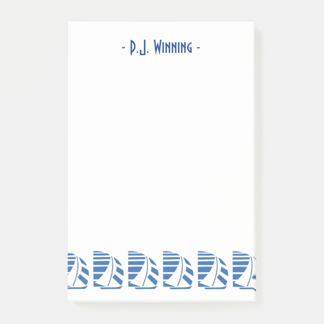 Post-it® Custom Deco Blue Racing Sailboats Sticky Notes (Devant)