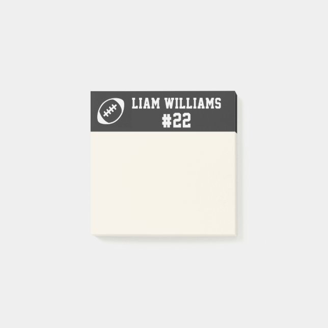 Post-it® Custom Football Player Name & Number Black Trendy  (Devant)