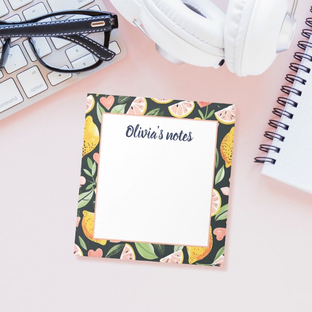 Post-it® Custom Name Chic Lemon Citrus Fruits (Créateur téléchargé)