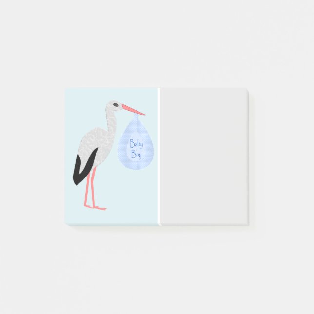 Post-it® Cute Blue Baby Boy Stork (Devant)