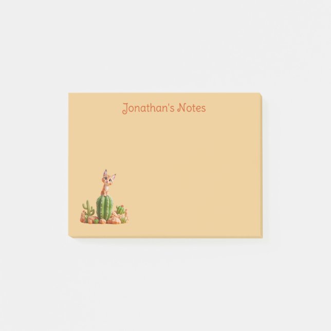 Post-it® Cute Bobcat sur cactus (Devant)