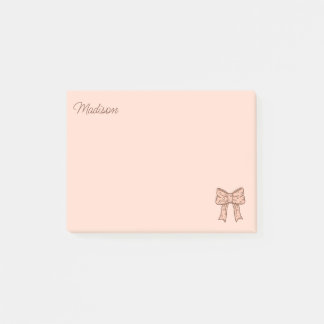 Post-it® Cute Bow Preppy Coquette Girly Pink With Name 