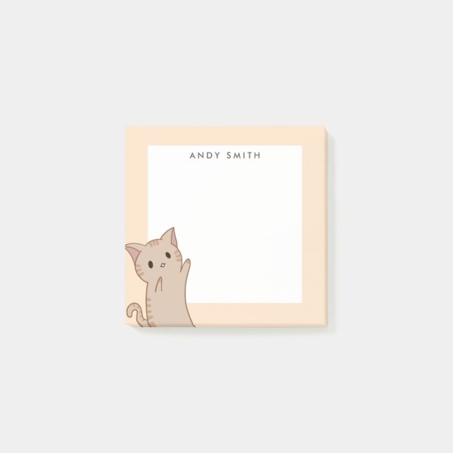 Post-it® Cute Brown Chat Personnalisé (Devant)