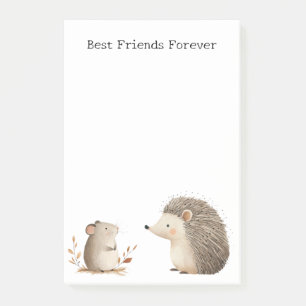 Post-it® Cute Brown Cream Hérisson Souris Meilleurs amis