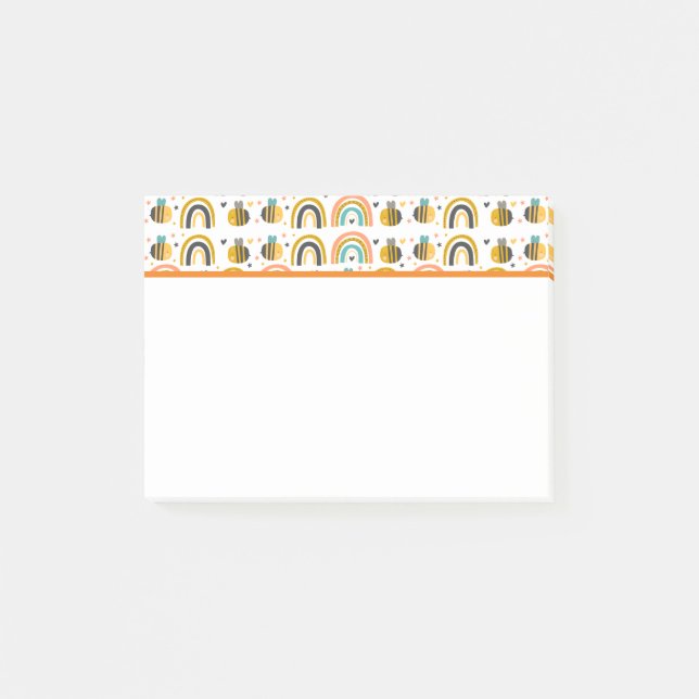 Post-it® Cute Bumble Bee et Rainbows Motif (Devant)