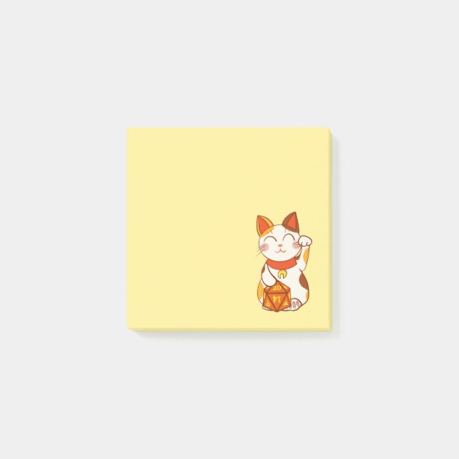 Post-it® Cute Calico Maneki Neko avec D20 Dice (Devant)