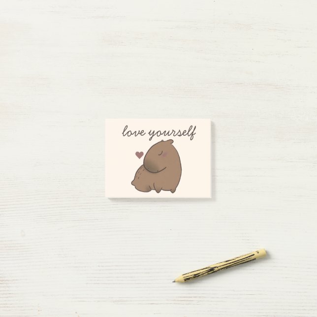 Post-it® Cute capybara (Sur un bureau)