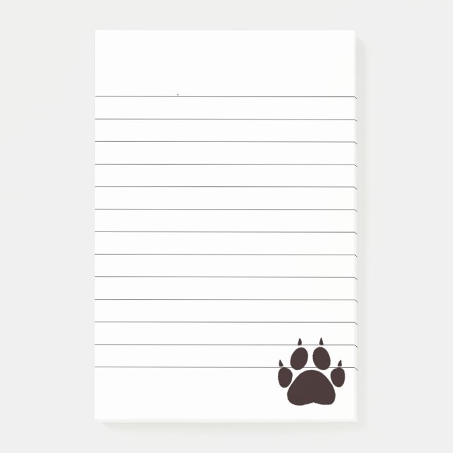 Post-it® Cute Cartoon noir Chat Empreintes de pattes Lined (Devant)