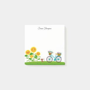 Post-it® Cute Chat Et Vélo Avec Panier De Fleurs