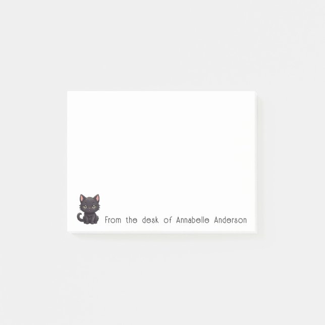 Post-it® Cute chat noir Personnaliser les notes (Devant)
