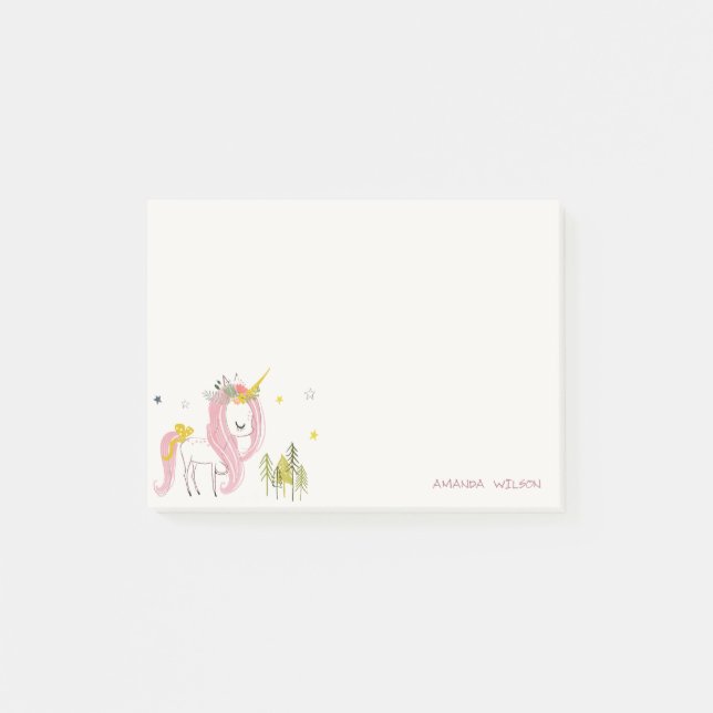 Post-it® Cute Chic Whimsical Magique Unicorn Rose Princesse (Devant)