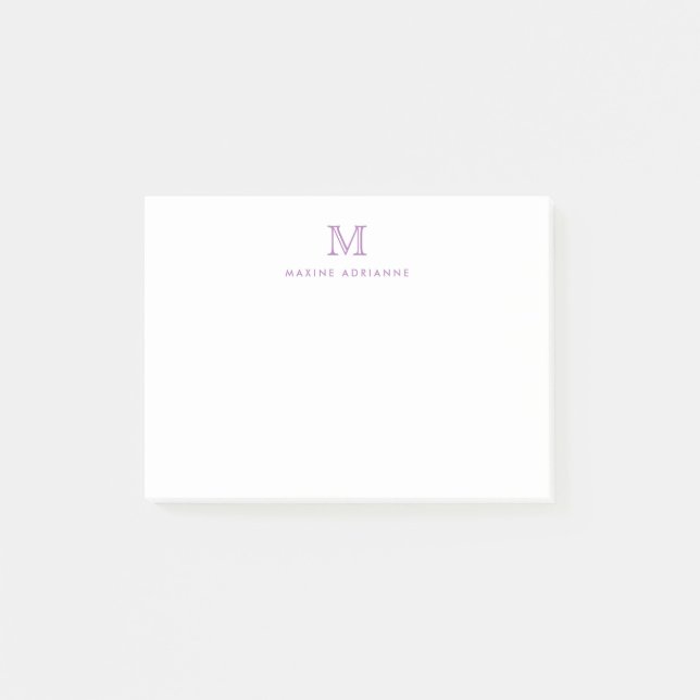 Post-it® Cute Classique Moderne Simple Violet Monogramme In (Devant)