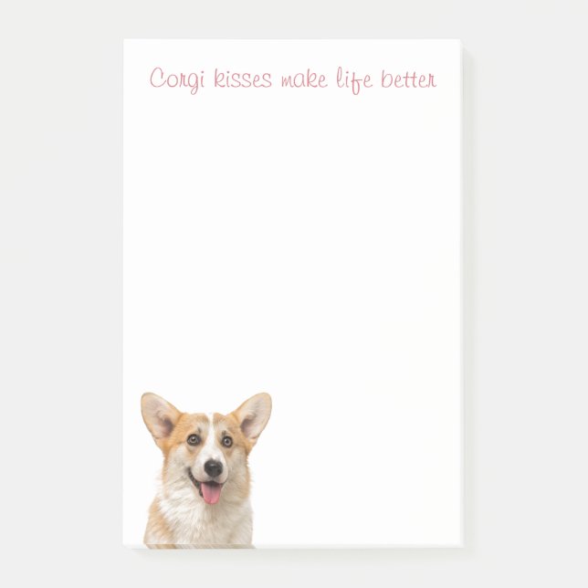 Post-it® Cute Corgi embrasse Amoureux des chiens chiot (Devant)