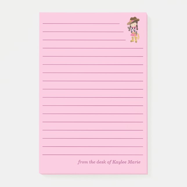 Post-it® Cute Cowgirl Custom Linked Kids Rose (Devant)