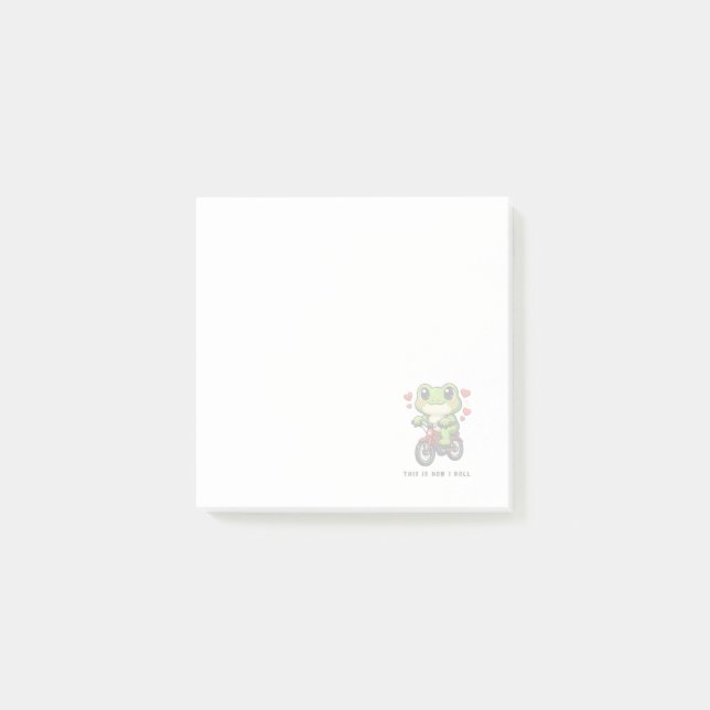 Post-it® Cute Cycling Frog | Kawaii Frog Bicycle Art (Devant)