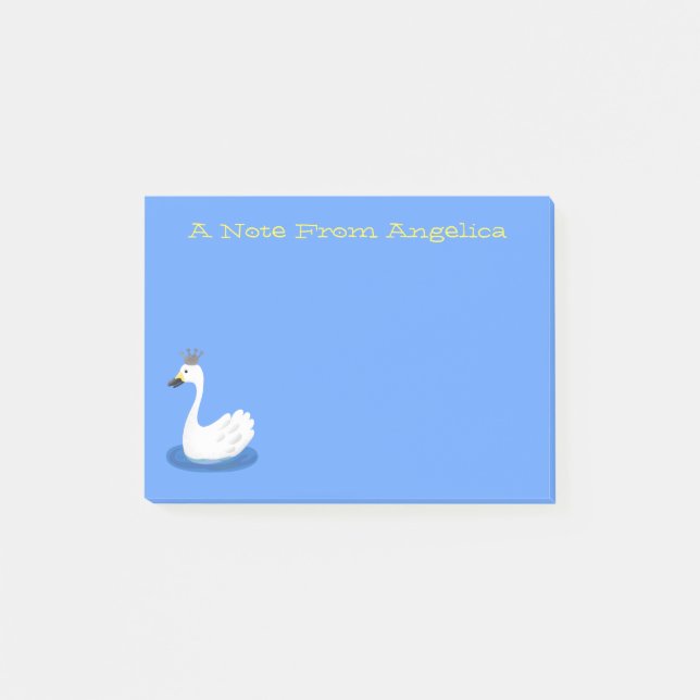 Post-it® Cute cygne blanc avec dessin de la couronne (Devant)