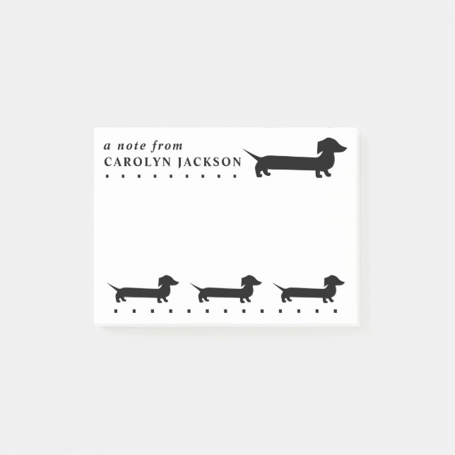 Post-it® Cute Dachshund Couture noir et blanc (Devant)