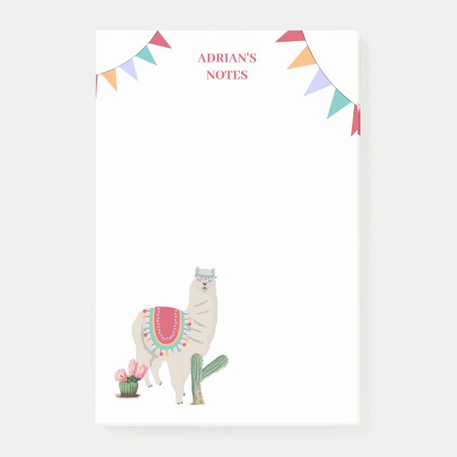 Post-it® Cute Fiesta Llama & Cactus (Devant)