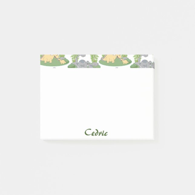 Post-it® Cute Funny Animal Dinosaur Motif Nom Personnalisé (Devant)
