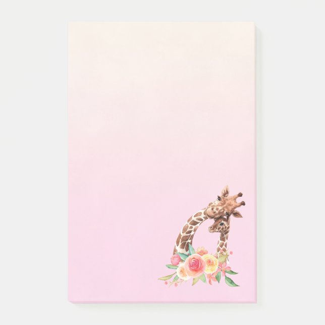 Post-it® Cute Giraffe Aquarelle Maman & Bébé (Devant)