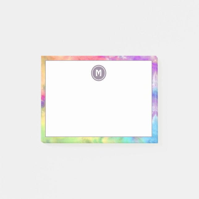 Post-it® Cute Girl Pastel Rainbow Batik Tie Dye Monogramme (Devant)