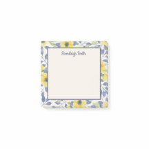 Cute Girly Dusty Blue Jaune Fleurs crème