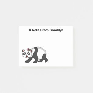 Post-it® Cute happy panda bear with flower cartoon