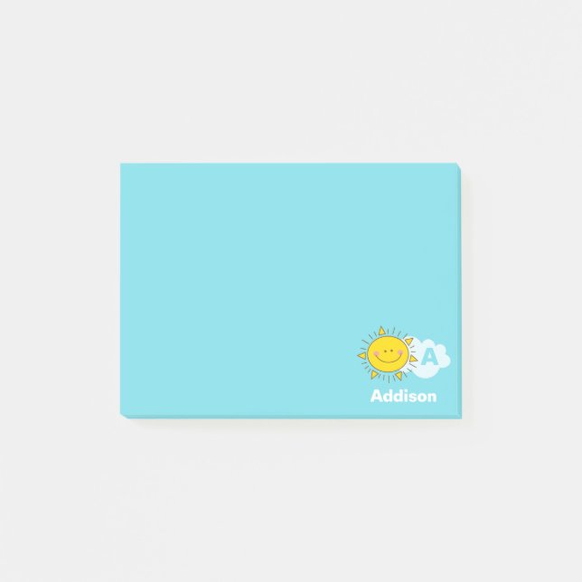 Post-it® Cute Kawaii Happy Sunshine Monogram Add Your (Devant)