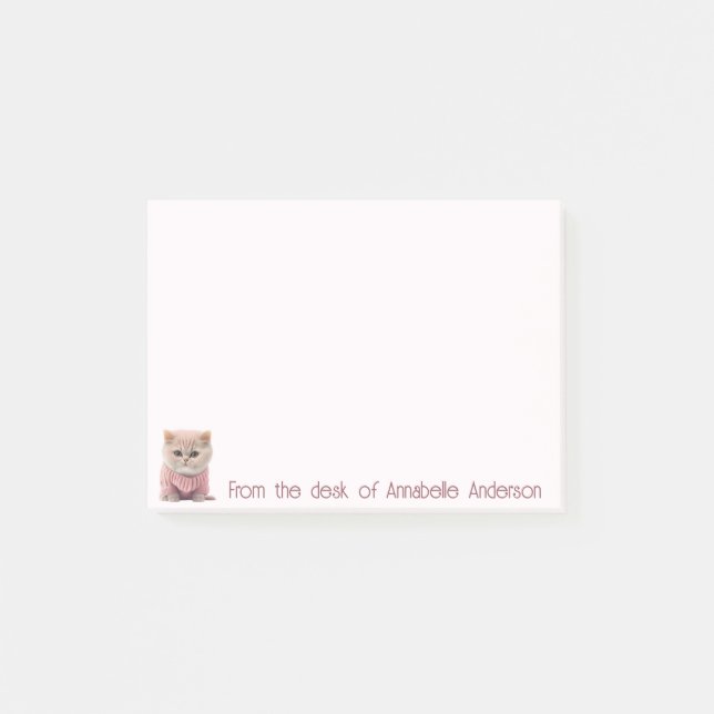 Post-it® Cute Kitty dans un pull rose Personnalisez (Devant)