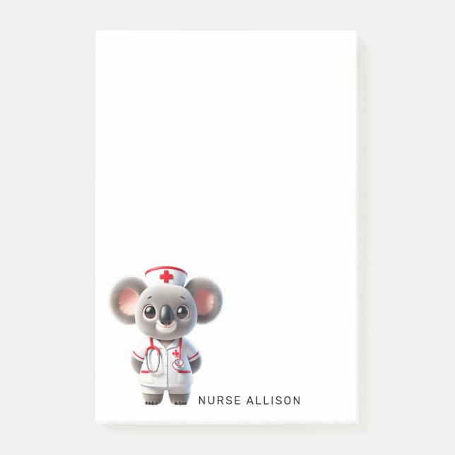 Post-it® Cute Koala Oear Nurse Personnalisée 4x6 (Devant)